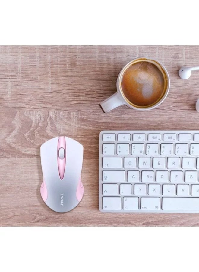 T-Wolf Q2 Optical Wireless Mouse Portable Ergonomic Mice USB Receiver Optical Office Mouse 3 Button 1200 DPI for PC/Laptop  (WHITE) - Image 3